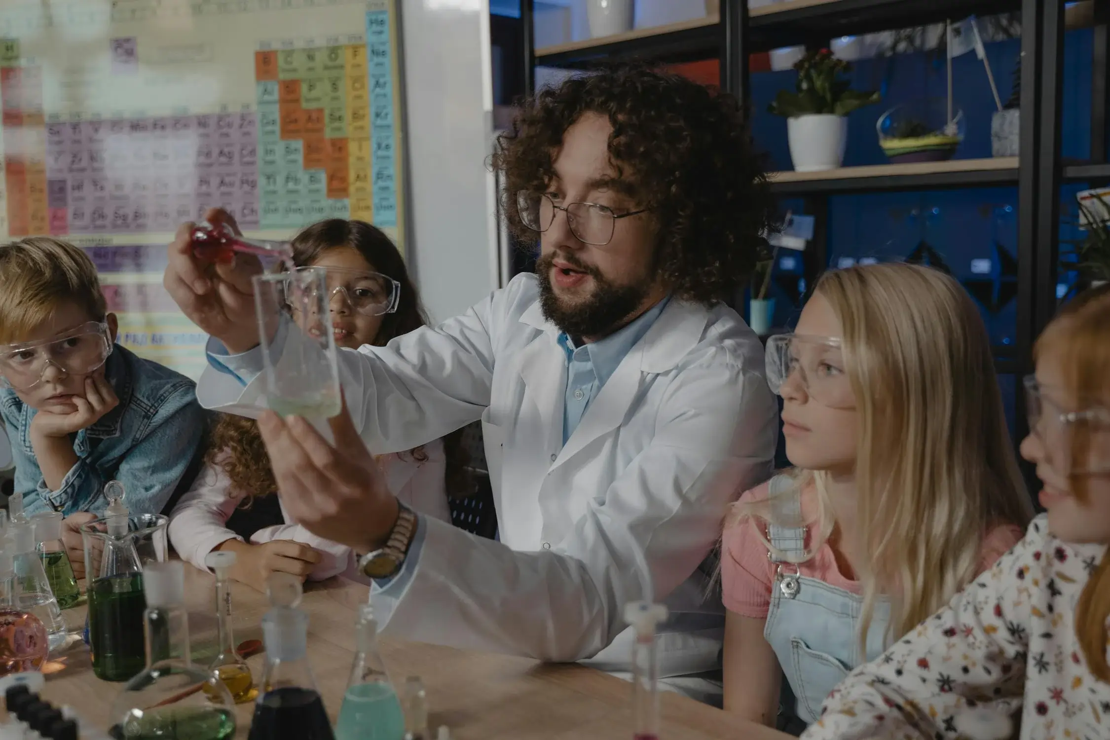 Students in laboratory learning science